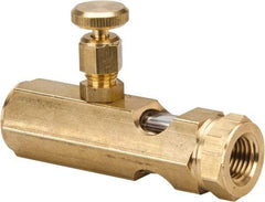 LDI Industries - 1/4 Outlet Thread, 1/4 Inlet Thread, Brass, Straight Valve, Oil Reservoir Needle Valve - 1 Outlet, FNPTF Inlet Thread, FNPTF Outlet Thread - Makers Industrial Supply