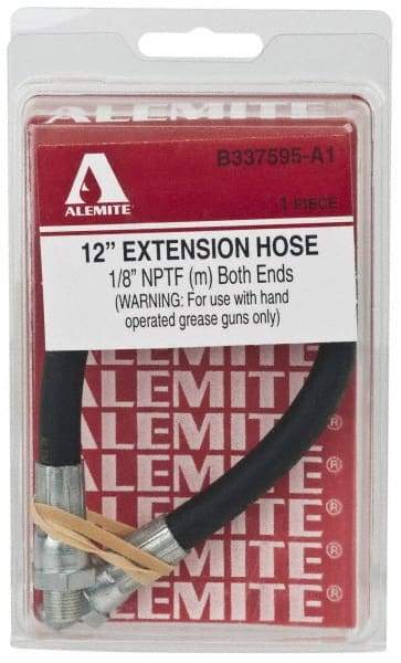 Alemite - 12" Long, 6,000 psi Operating Pressure, Thermoplastic Grease Gun Hose - 1/8 NPTF, 12,000 psi Burst Pressure - Makers Industrial Supply