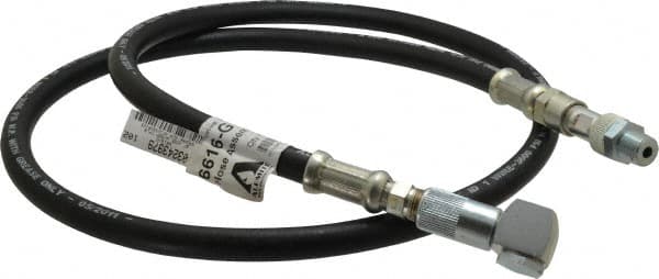 Alemite - 5-1/2' Long, Grease Gun Hose & Coupler Assembly - Includes Check Valve & Swivel - Makers Industrial Supply