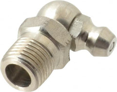 Alemite - 90° Head Angle, 1/8 PTF Stainless Steel Standard Grease Fitting - 7/16" Hex, 7/8" Overall Height, 11/32" Shank Length - Makers Industrial Supply