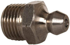 Alemite - Straight Head Angle, 1/4-28 Taper Nickel/Copper Standard Grease Fitting - 5/16" Hex, 17/32" Overall Height, 3/16" Shank Length - Makers Industrial Supply