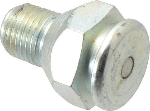 Alemite - Straight Head Angle, 1/4 NPTF Button-Head Grease Fitting - 7/8" Hex, 1-1/4" Overall Height, 1/2" Shank Length, 15,000 Operating psi, Zinc Plated Finish - Makers Industrial Supply