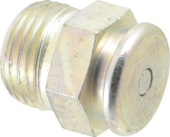 Alemite - Straight Head Angle, 1/2 NPTF Button-Head Grease Fitting - 7/8" Hex, 1-1/16" Overall Height, 1/2" Shank Length, 15,000 Operating psi, Zinc Plated Finish - Makers Industrial Supply