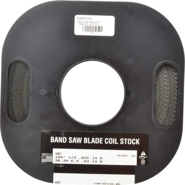 M.K. MORSE - 1/4" x 100' x 0.025" Carbon Steel Band Saw Blade Coil Stock - 14 TPI, Toothed Edge, Raker Set, Flexible Back, Constant Pitch, - Makers Industrial Supply