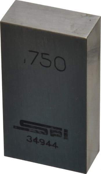 SPI - 0.75" Rectangular Steel Gage Block - Accuracy Grade 0, Includes NIST Traceability Certification - Makers Industrial Supply