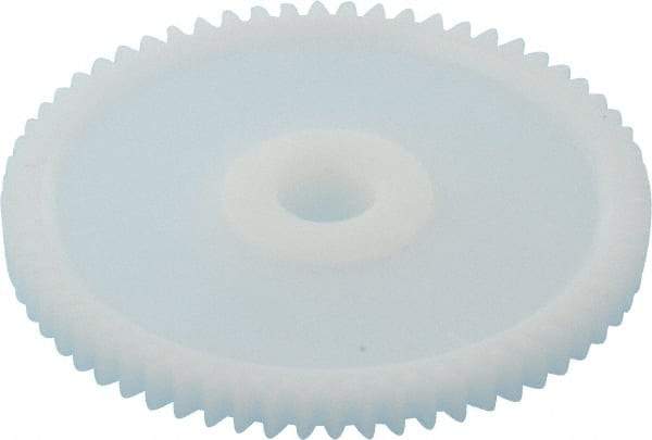 Made in USA - 32 Pitch, 2" Pitch Diam, 2-1/16" OD, 64 Tooth Spur Gear - 3/16" Face Width, 5/16" Bore Diam, 43/64" Hub Diam, 20° Pressure Angle, Acetal - Makers Industrial Supply