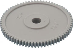 Made in USA - 32 Pitch, 2-1/4" Pitch Diam, 2-5/16" OD, 72 Tooth Spur Gear - 3/16" Face Width, 5/16" Bore Diam, 13/16" Hub Diam, 20° Pressure Angle, Acetal - Makers Industrial Supply