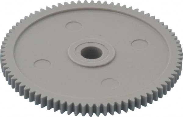 Made in USA - 32 Pitch, 2-1/2" Pitch Diam, 2-9/16" OD, 80 Tooth Spur Gear - 3/16" Face Width, 5/16" Bore Diam, 13/16" Hub Diam, 20° Pressure Angle, Acetal - Makers Industrial Supply