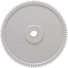 Made in USA - 32 Pitch, 3" Pitch Diam, 3-1/16" OD, 96 Tooth Spur Gear - 3/16" Face Width, 5/16" Bore Diam, 13/16" Hub Diam, 20° Pressure Angle, Acetal - Makers Industrial Supply