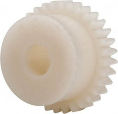 Made in USA - 48 Pitch, 0.667" Pitch Diam, 0.708" OD, 32 Tooth Spur Gear - 1/8" Face Width, 3/16" Bore Diam, 35/64" Hub Diam, 20° Pressure Angle, Acetal - Makers Industrial Supply