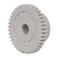 Made in USA - 48 Pitch, 0.833" Pitch Diam, 7/8" OD, 40 Tooth Spur Gear - 1/8" Face Width, 3/16" Bore Diam, 35/64" Hub Diam, 20° Pressure Angle, Acetal - Makers Industrial Supply