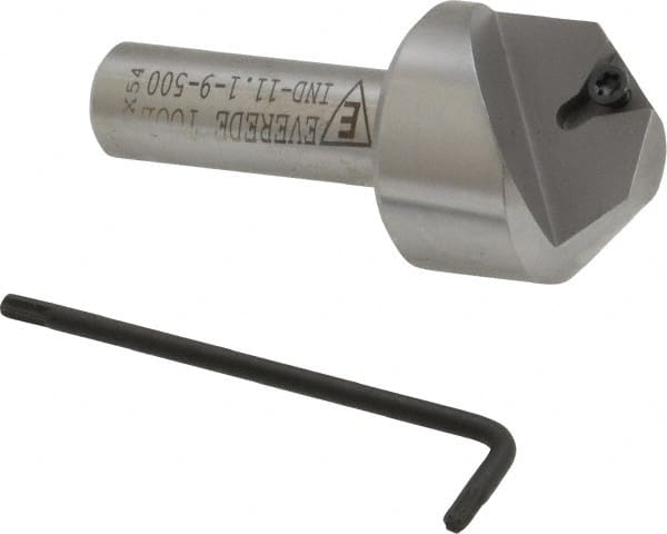 Everede Tool - 90° Included Angle, 0.996" Max Cut Diam, 1-1/8" Body Diam, 1/2" Shank Diam, 2-1/2" OAL, Indexable Countersink - 1 Triangle Insert, TPGH 215 Insert Style, Series IND - Makers Industrial Supply