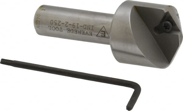 Everede Tool - 120° Included Angle, 0.866" Max Cut Diam, 1" Body Diam, 1/2" Shank Diam, 2-1/2" OAL, Indexable Countersink - 1 Triangle Insert, TPGH 215 Insert Style, Series IND - Makers Industrial Supply