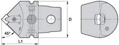 Kennametal - Left Hand Cut, Size KM63, DN.. Insert Compatiblity, Internal Modular Turning & Profiling Cutting Unit Head - 43mm Ctr to Cutting Edge, 60mm Head Length, Through Coolant, Series Kenclamp - Makers Industrial Supply