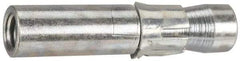 Wej-It - 1-1/4" Diam, 1-1/4" Drill, 5" OAL, 1/2" Min Embedment Drop-In Concrete Anchor - 12L14 Steel, Zinc-Plated Finish, Hex Nut Head, Hex Drive, 1-1/2" Thread Length - Makers Industrial Supply