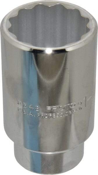 Proto - 3/8" Drive, Deep Hand Socket - 6 Points, 1-3/32" OAL, Chrome Finish - Makers Industrial Supply