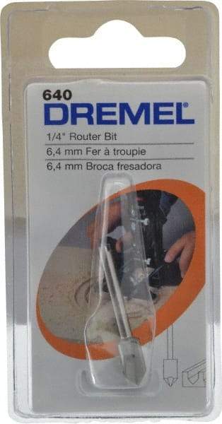 Dremel - 1/4" Diam, 1.2" Overall Length, High Speed Steel, V-Groove, Edge Profile Router Bit - 1/8" Shank Diam x 0.4" Shank Length, Uncoated - Makers Industrial Supply