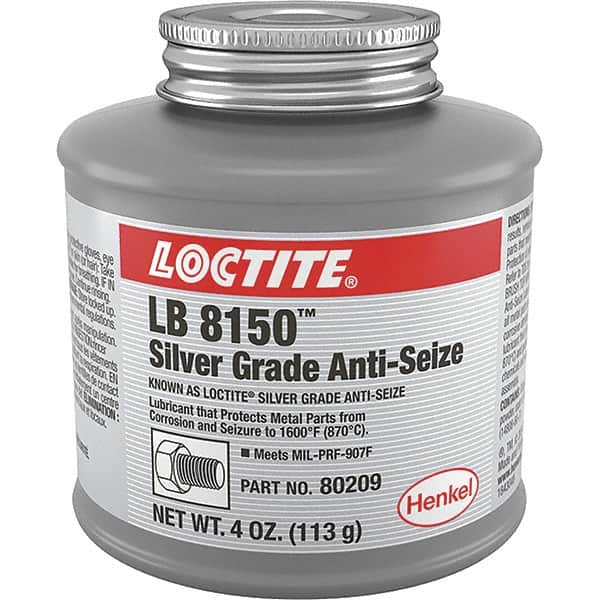 Loctite - 4 oz Can High Temperature Anti-Seize Lubricant - Silver Colored, 1,600°F, Silver Colored, Water Resistant - Makers Industrial Supply