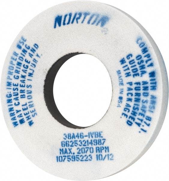 Norton - 12" Diam x 5" Hole x 1-1/2" Thick, I Hardness, 46 Grit Surface Grinding Wheel - Aluminum Oxide, Type 1, Coarse Grade, 2,070 Max RPM, Vitrified Bond, No Recess - Makers Industrial Supply