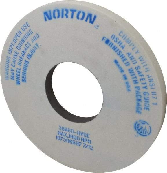 Norton - 14" Diam x 5" Hole x 1" Thick, H Hardness, 60 Grit Surface Grinding Wheel - Aluminum Oxide, Type 1, Medium Grade, 1,800 Max RPM, Vitrified Bond, No Recess - Makers Industrial Supply