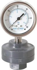 Plast-O-Matic - 60 Max psi, 2 Inch Dial Diameter, PVC Pressure Gauge Guard and Isolator - 3% Accuracy - Makers Industrial Supply