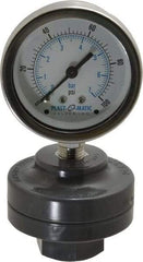 Plast-O-Matic - 100 Max psi, 2 Inch Dial Diameter, PVC Pressure Gauge Guard and Isolator - 3% Accuracy - Makers Industrial Supply