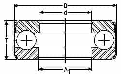 INA Bearing - 1-13/16" Inside x 3-3/32" Outside Diam, 13/16" Thick, Steel Ball Thrust Bearing - 26,500 Lbs. Static Capacity, 10,600 Max Pressure x Velocity - Makers Industrial Supply