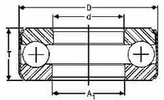 INA Bearing - 1-13/16" Inside x 3-3/32" Outside Diam, 7/8" Thick, Steel Ball Thrust Bearing - 29,000 Lbs. Static Capacity, 12,900 Max Pressure x Velocity - Makers Industrial Supply