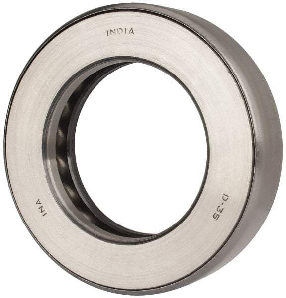 INA Bearing - 2-5/8" Inside x 4.344" Outside Diam, 1" Thick, Steel Ball Thrust Bearing - 49,000 Lbs. Static Capacity, 18,100 Max Pressure x Velocity - Makers Industrial Supply