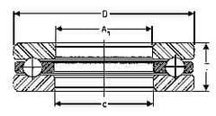 INA Bearing - 1-7/8" Inside x 3-7/32" Outside Diam, 13/16" Thick, Steel Ball Thrust Bearing - 17,500 Lbs. Static Capacity, 6,900 Max Pressure x Velocity - Makers Industrial Supply