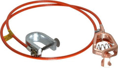 Hubbell Workplace - 19 AWG, 3 Ft., Alligator Clip, C-Clamp, Grounding Cable with Clamps - Orange, Federal Specification A-A-59466-010 - Makers Industrial Supply