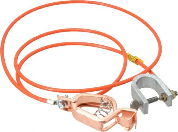 Hubbell Workplace - 19 AWG, 5 Ft., Alligator Clip, C-Clamp, Grounding Cable with Clamps - Orange, Federal Specification A-A-59466-010 - Makers Industrial Supply