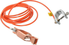 Hubbell Workplace - 19 AWG, 10 Ft., Alligator Clip, C-Clamp, Grounding Cable with Clamps - Orange, Federal Specification A-A-59466-010 - Makers Industrial Supply