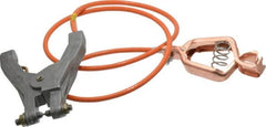 Hubbell Workplace - 19 AWG, 3 Ft., Alligator Clip, Hand Clamp, Grounding Cable with Clamps - Orange, Federal Specification A-A-59466-010 - Makers Industrial Supply