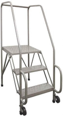 PW Platforms - 3 Step, 58-1/2 Inch Overall Height, Grip Strut Tread, Tilt and Roll Safety Ladder - 300 Lb. Load Capacity, 30 Inch Platform Height, 26 Inch Base Width x 38 Inch Base Depth - Makers Industrial Supply