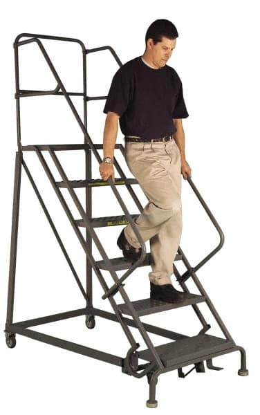 TRI-ARC - 130" 10 Step Ladder - Slope Ladder, 450 Lb Capacity, 100" Platform Height, 34" Base Width x 99" Depth, Perforated Tread - Makers Industrial Supply