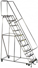 Ballymore - 87" 6 Step Ladder - Rolling Safety Ladder, 300 Lb Capacity, 57" Platform Height, 30" Base Width x 43" Base Depth, Solid Ribbed Tread - Makers Industrial Supply