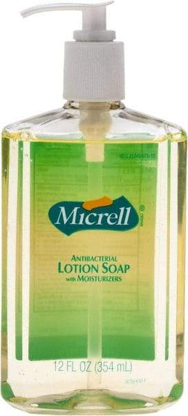 MICRELL - 12 oz Pump Bottle Liquid Soap - Antibacterial, Amber, Light Fragrance Scent - Makers Industrial Supply