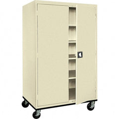 Sandusky Lee - 5 Shelf Mobile Storage Cabinet - Steel, 46" Wide x 24" Deep x 72" High, Putty - Makers Industrial Supply