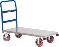 Little Giant - 3,600 Lb Capacity Steel Platform Truck - Steel Deck, 30" OAW, 48" Platform Length, Polyurethane Casters - Makers Industrial Supply