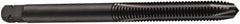 DORMER - M18x1.50 Metric Fine, 4 Flute, Oxide Finish, Cobalt Spiral Point Tap - Plug Chamfer, Right Hand Thread, 112mm OAL, 29mm Thread Length, 14mm Shank Diam, 6H Class of Fit, Series E011 - Exact Industrial Supply