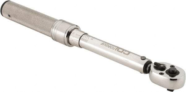 CDI - 1/4" Drive Micrometer Torque Wrench - 10 In/Lb to 50 In/Lb Torque, 10-1/8" OAL, 0.5 N/m Graduation, Pear Head - Makers Industrial Supply