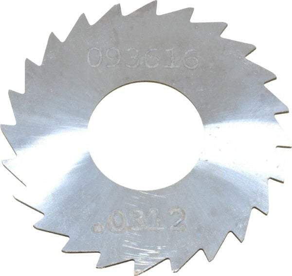 Made in USA - 1-1/4" Diam x 0.0313" Blade Thickness x 1/2" Arbor Hole Diam, 24 Tooth Slitting and Slotting Saw - Arbor Connection, Right Hand, Uncoated, Solid Carbide, Concave Ground - Makers Industrial Supply