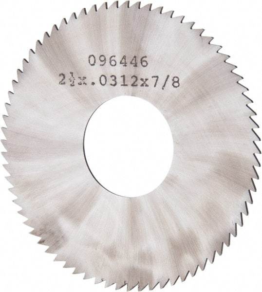 Made in USA - 2-1/2" Diam x 0.0313" Blade Thickness x 7/8" Arbor Hole Diam, 72 Tooth Slitting and Slotting Saw - Arbor Connection, Solid Carbide, Concave Ground - Makers Industrial Supply