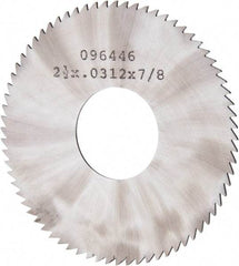 Made in USA - 2-1/2" Diam x 0.0313" Blade Thickness x 7/8" Arbor Hole Diam, 72 Tooth Slitting and Slotting Saw - Arbor Connection, Solid Carbide, Concave Ground - Makers Industrial Supply