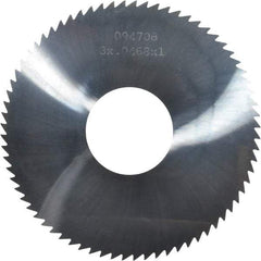 Made in USA - 3" Diam x 0.0468" Blade Thickness x 1" Arbor Hole Diam, 72 Tooth Slitting and Slotting Saw - Arbor Connection, Right Hand, Uncoated, Solid Carbide, 5° Rake, Concave Ground - Makers Industrial Supply