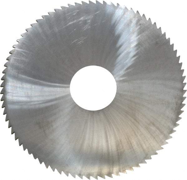 Made in USA - 4" Diam x 0.0938" Blade Thickness x 1" Arbor Hole Diam, 80 Tooth Slitting and Slotting Saw - Arbor Connection, Right Hand, Uncoated, Solid Carbide, 5° Rake, Concave Ground - Makers Industrial Supply