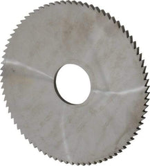 Made in USA - 4" Diam x 1/8" Blade Thickness x 1" Arbor Hole Diam, 80 Tooth Slitting and Slotting Saw - Arbor Connection, Right Hand, Uncoated, Solid Carbide, 5° Rake, Concave Ground - Makers Industrial Supply