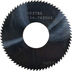 Made in USA - 2-3/4" Diam x 1/16" Blade Thickness x 1" Arbor Hole Diam, 72 Tooth Slitting and Slotting Saw - Arbor Connection, Uncoated, Solid Carbide, Concave Ground - Makers Industrial Supply