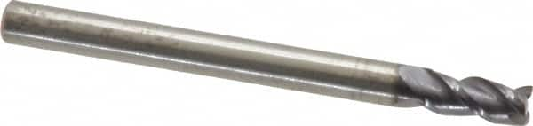 RobbJack - 1/8", 3 Flute, Single End, Solid Carbide, Corner Chamfer End Mill - 1-1/2" OAL, 40° Helix, Right Hand Flute, 1/4" LOC, Right Hand Cut - Makers Industrial Supply